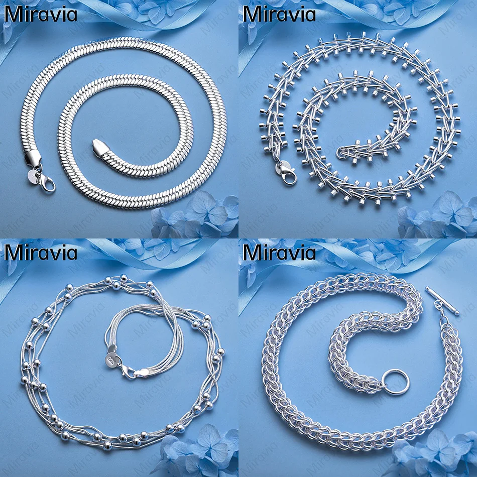 

Miravia 925 Sterling Silver Double Row Bead Necklace Fashionable Commuter Personality Ladies Gift Jewelry