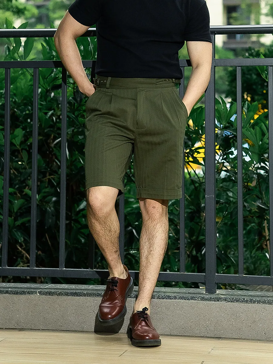 POT&CRAFTSMAN herringbone print army green americana American workwear vintage five-quarter pants GURKHA shorts