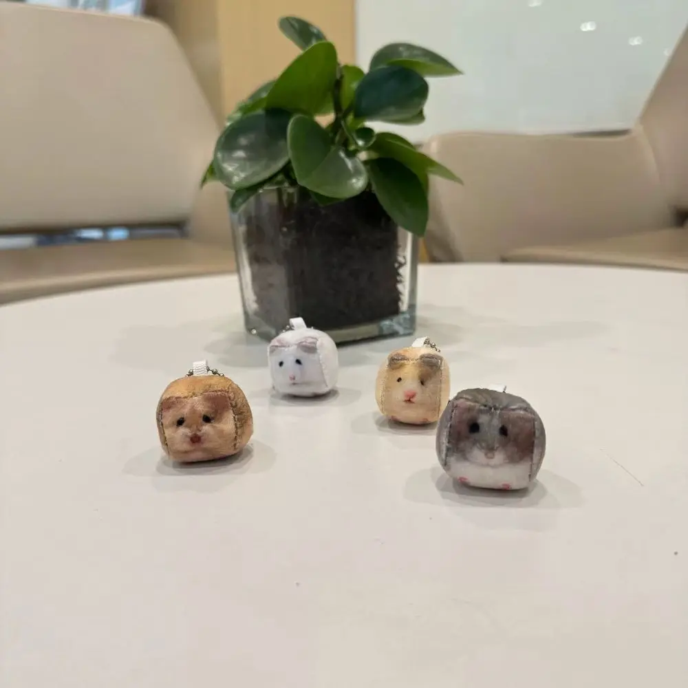 Bag Decor Hamster Keychain Simulation Hanging Ornament Mini Square Keyring Stuffed Animal Cube Hamster Pendant Backpack