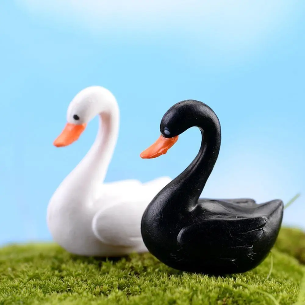 Moss micro landscape decorative ornaments simulation cartoon black and white swan pvc doll