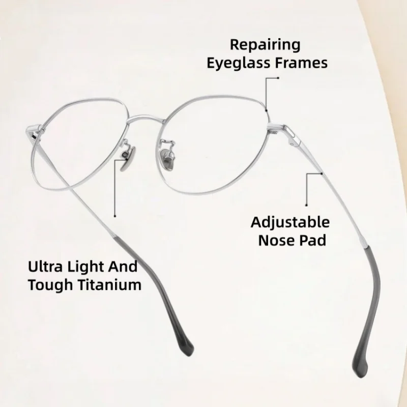 High-quality Plain Women's Small Frame Fashionable Ultra Light Pure Titanium Eyeglass Frame Anti Blue Light Fflat Glasses 5002