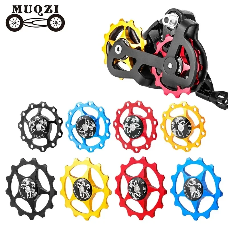 

MUQZI велосипед из алюминиевого сплава, направляющее колесо заднего переключателя EIEIO 11/13T, натяжные колеса со стальным подшипником, 8/9/10 скоростей, детали велосипеда