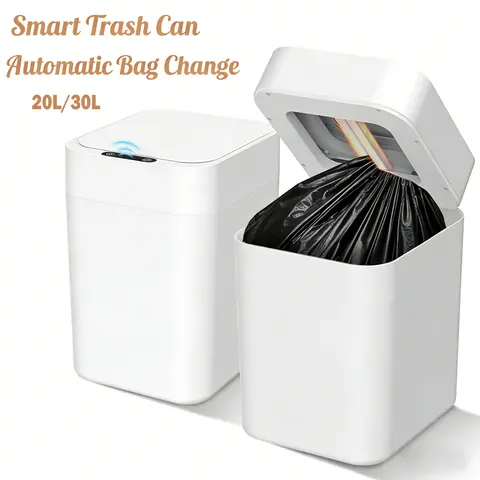 20L/30L Automatic Self Changing Trash Can Self Sealing Self Bagging Motion Sensor Touchless Smart Garbage Can with Lid for Kitchen Bathroom Bedroom Office Odor-Sealing Design
