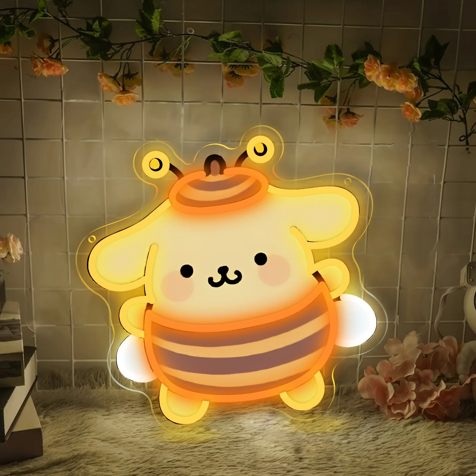 

Светодиодный неоновый светильник Bee Pudding Dog для детской спальни, ночник, милый подарок на день рождения, теплый свет, ночная лампа в виде животного, неоновая вывеска