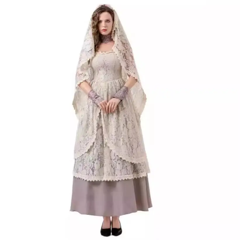 

Retro loween Renaissance Lace Dr Victorian Period Costume Ele Women's Faion Stage Performance Traditional Clothing