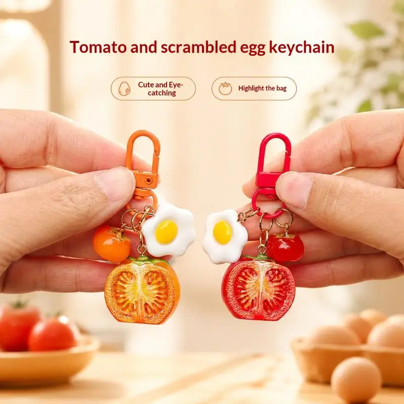3D Roter Tomaten-Schlüsselanhänger aus Kunstharz, Niedlicher Frucht-Anhänger für Handyhülle/Tasche, Ideales Geburtstagsgeschenk für Frauen und Mädchen – Detail 1