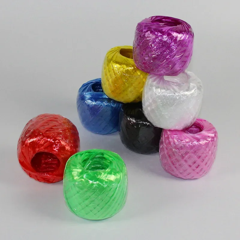 145g 8 Color 170m/roll color plastic rope Ball band Imitation raffia yarn ribbon Paper String Cord for Gift wrapping decorations