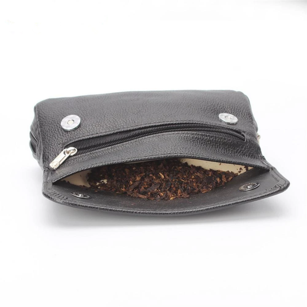 Soft PU Leather Pipe Smoke Bag Black Practical Portable Pouch 2 Smoking Pipes and Tobacco Tool Accessories Storage Bag