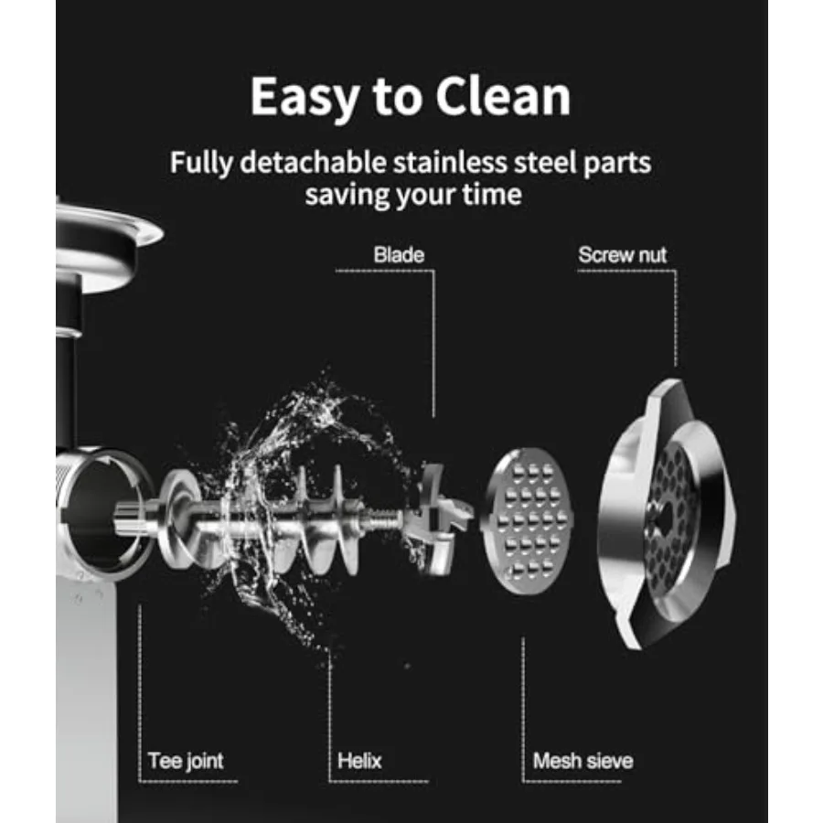 เครื่องบดเนื้อไฟฟ้ากำลังสูง 1.3 แรงม้า โครงสร้างสแตนเลส สำหรับใช้งานเชิงพาณิชย์ พร้อมที่บดไส้กรอก เหมาะสำหรับการใช้งานในครัว