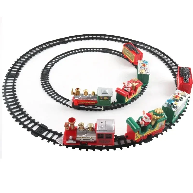Kersttreinset met muziek Kerstman Thema Kleine trein Speelgoedvoertuig Model Woondecoratie Ornamenten voor kinderen Kerstcadeau