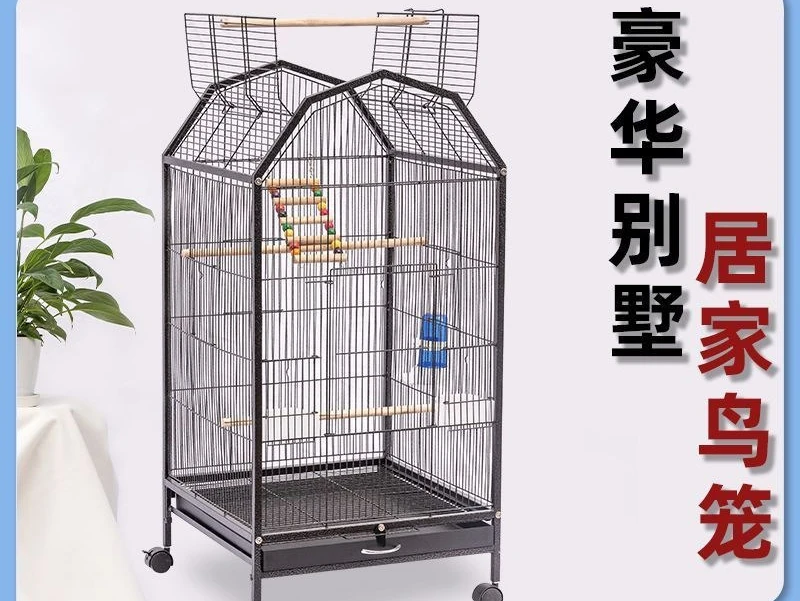 Large bird cage, parrot cage, oversized villa, wren, starling, black phoenix, peony, tiger skin breeding cage, home use