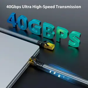 Cyanmi-Cat8 Ethernet cable, LAN network, patch cord for router, modem, internet, STTP, 40gbps, 2000mhz, cat 8, rj45 10 Main Sales Ethernet Cable - №9