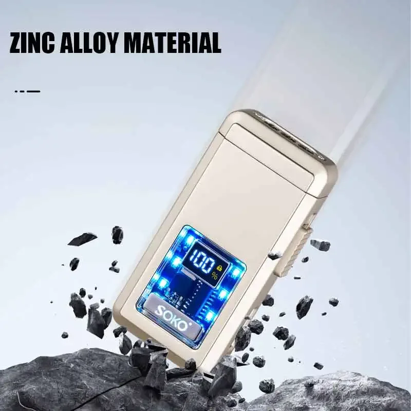 New High Beauty Voice Controlled LED Lighter Three-Color Flame Counting Transparent Visual Movement Inflatable Windproof Lighter - Image 6