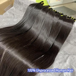 GDYLUXURY 10A Peruvian Hair Bundles Straight Human Hair Weave Bundles Raw Hair Extension Natural Black 1/3/4 Pcs 10-30 Inches