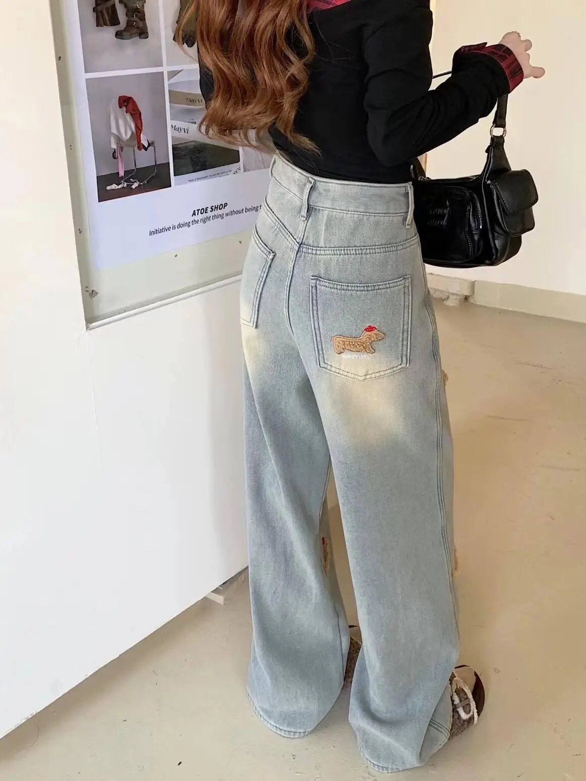 

Джинсы Femme, пышная женская одежда, плиссированные рюши, драпированные, с разрезом, асимметричные детали сбоку, женские джинсовые брюки