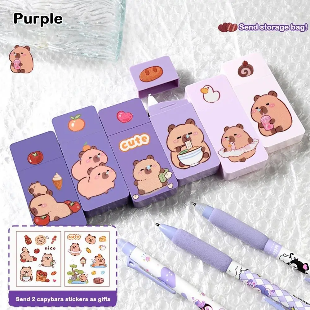 6Pcs/Set Gradient Color Capybara Correction Tape Large Capacity Cartoon Silent Coating Tape Cute Smooth Correction Stationery