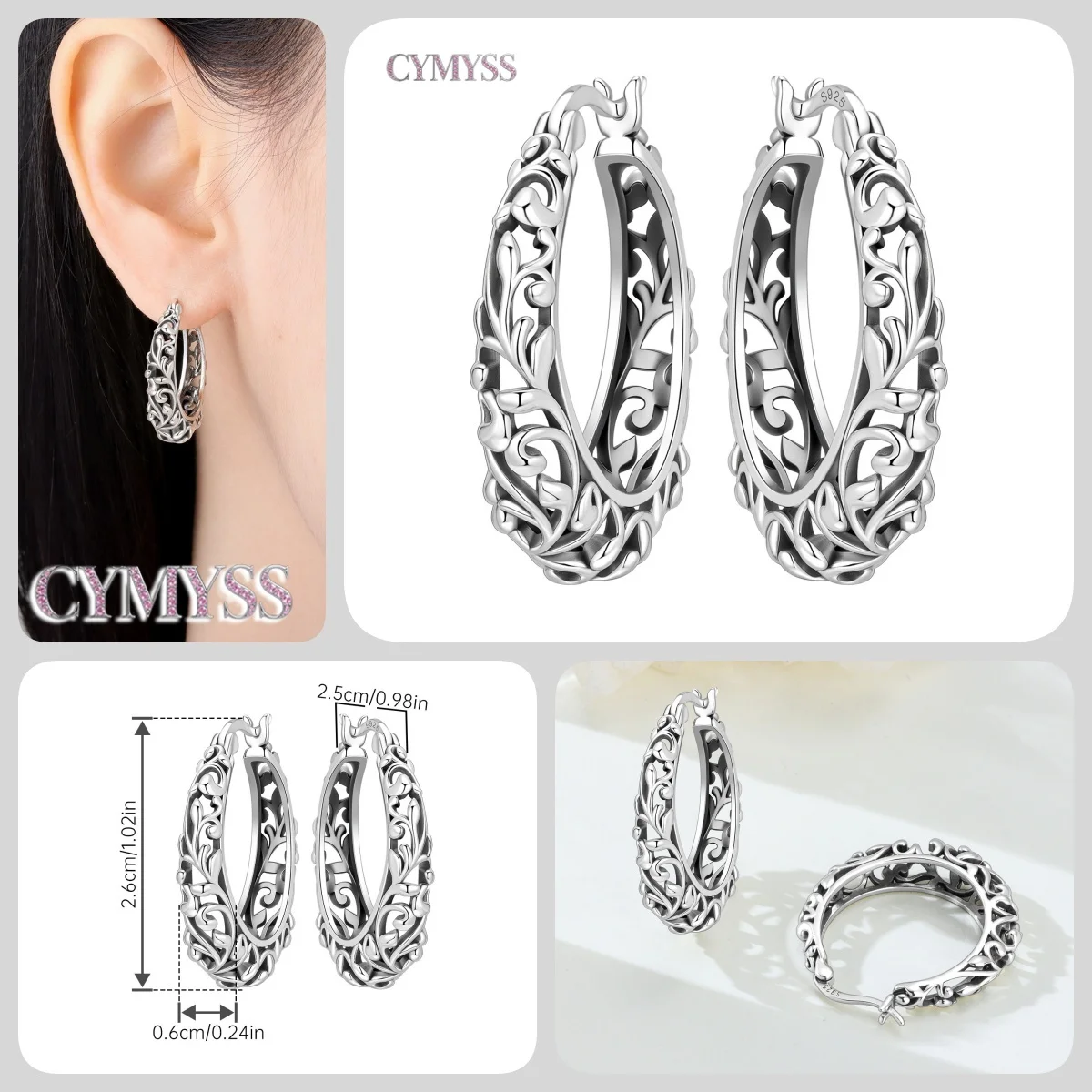 Heißer Verkauf 2026 Original 925 Sterling Silber Türkis Zirkon Blaue Blumen Ohrringe Schmuck Creolen Damen Party Trendige Geschenke – Detail 38
