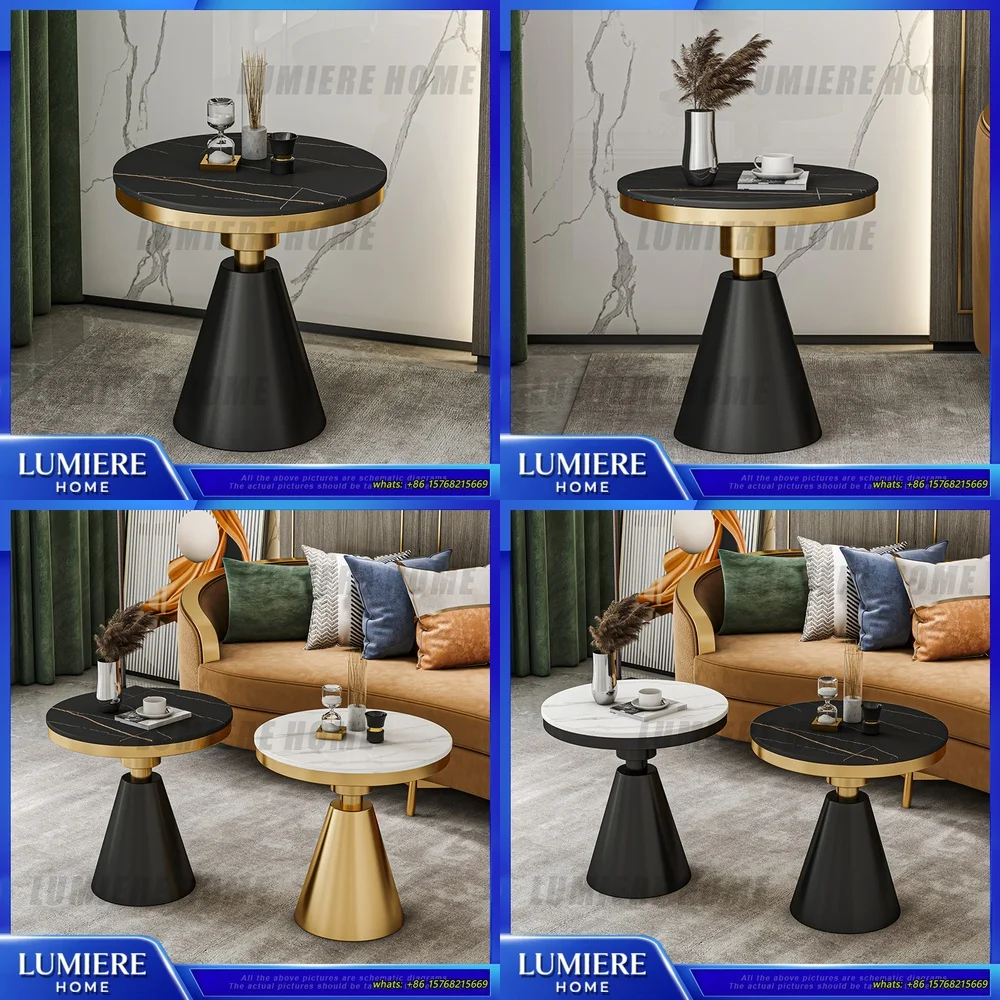 

Modern Minimalist Marble Top Coffee Table Round Side Table for Living Room Small Marble End Table Luxury Italian Style Home