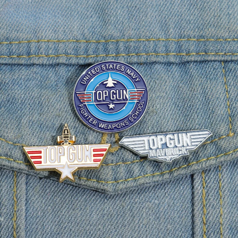 Navy Fighter Weapons School Badge Top Gun Vintage Metal Enamel Pins Backpack Clothes Jewelry Shirt Collar Brooches for Friends