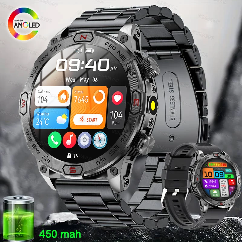 2024New For Huawei Xiaomi GPS Motion Trajectory Smart Watch Men Ultra HD AMOLED Screen Large Battery Bluetooth Call SmartWatches