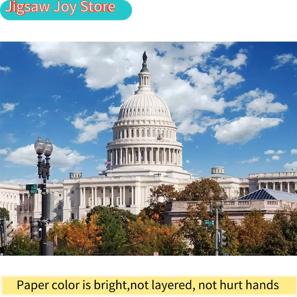 MaxRenard High Quality 1000pcs Construction Jigsaw Puzzle for Adult U.S. Capitol with Glue Sheets Home Decoration Family Game