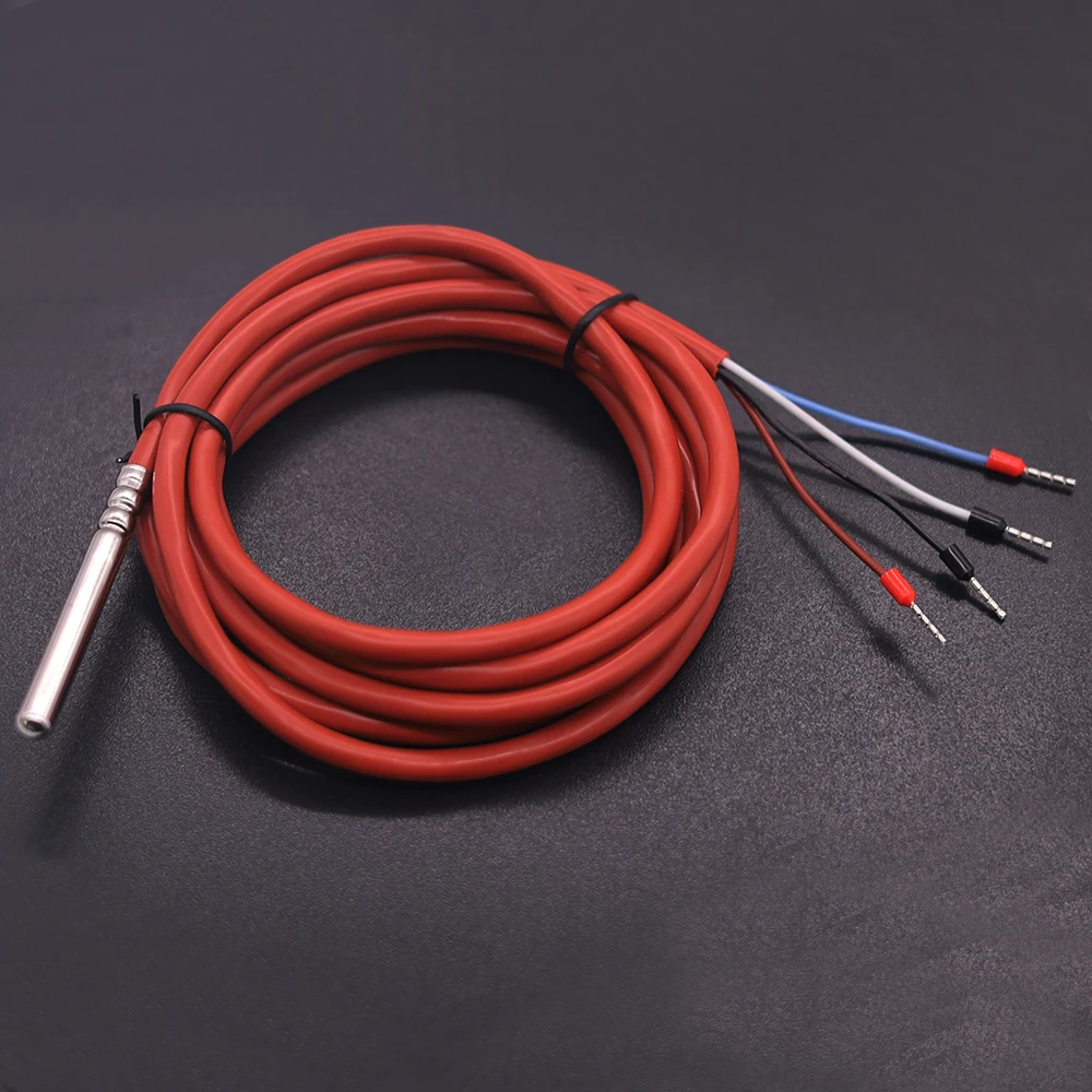 4-draads type PT100 thermokoppel waterdichte hoge temperatuur thermokoppel temperatuursensor met siliciumkabel