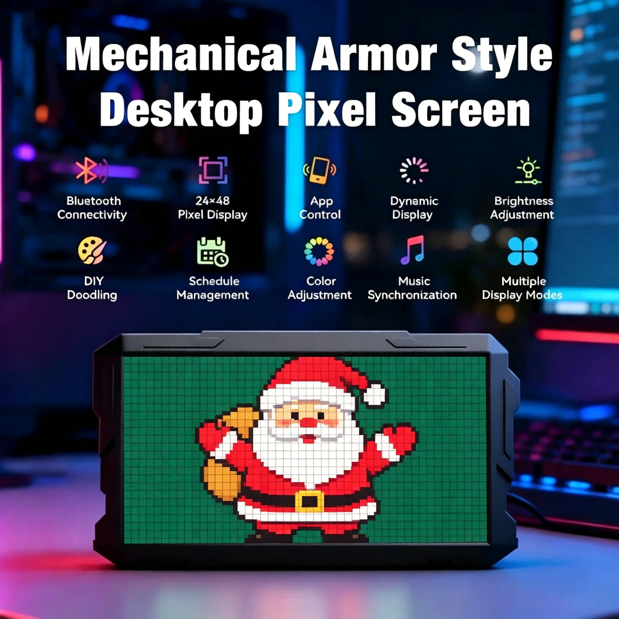 mecha-style-pixel-led-display-24x48-diy-pixel-art-app-controlled-music-sync-clock-timer-for-gaming-room-office-decor