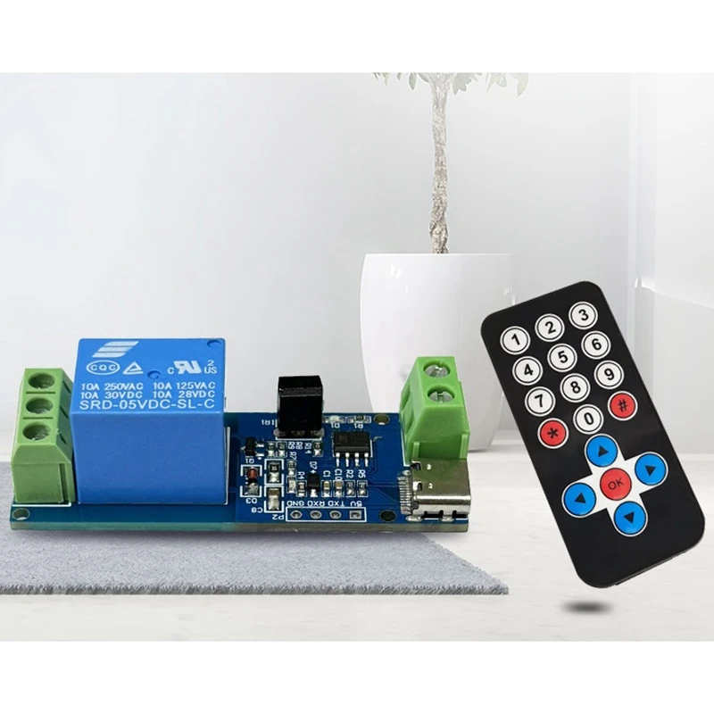 Remote Control inframerah modul Relay tunggal seperti ditunjukkan PCB + plastik mengunci sendiri mengetuk nyaman modul utilitas portabel