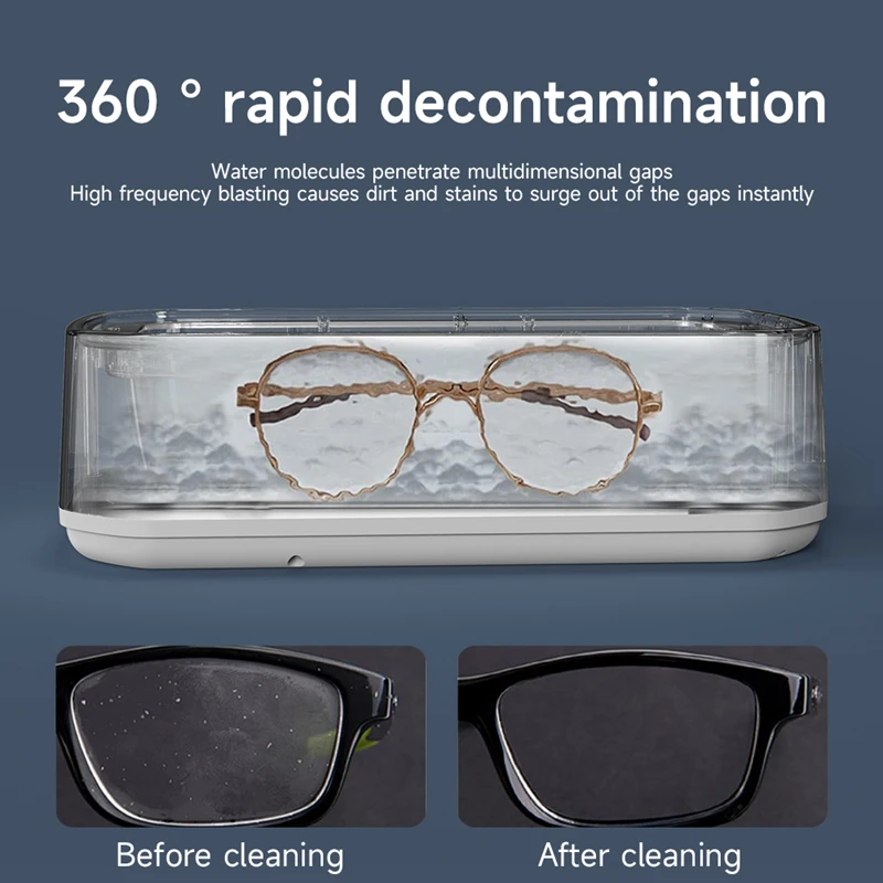 

2026 New Upgrade 650ml Ultrasonic Cleaner 650ml Large Capacity Portable Household High-frequency Vibration Cleaning For Glasses