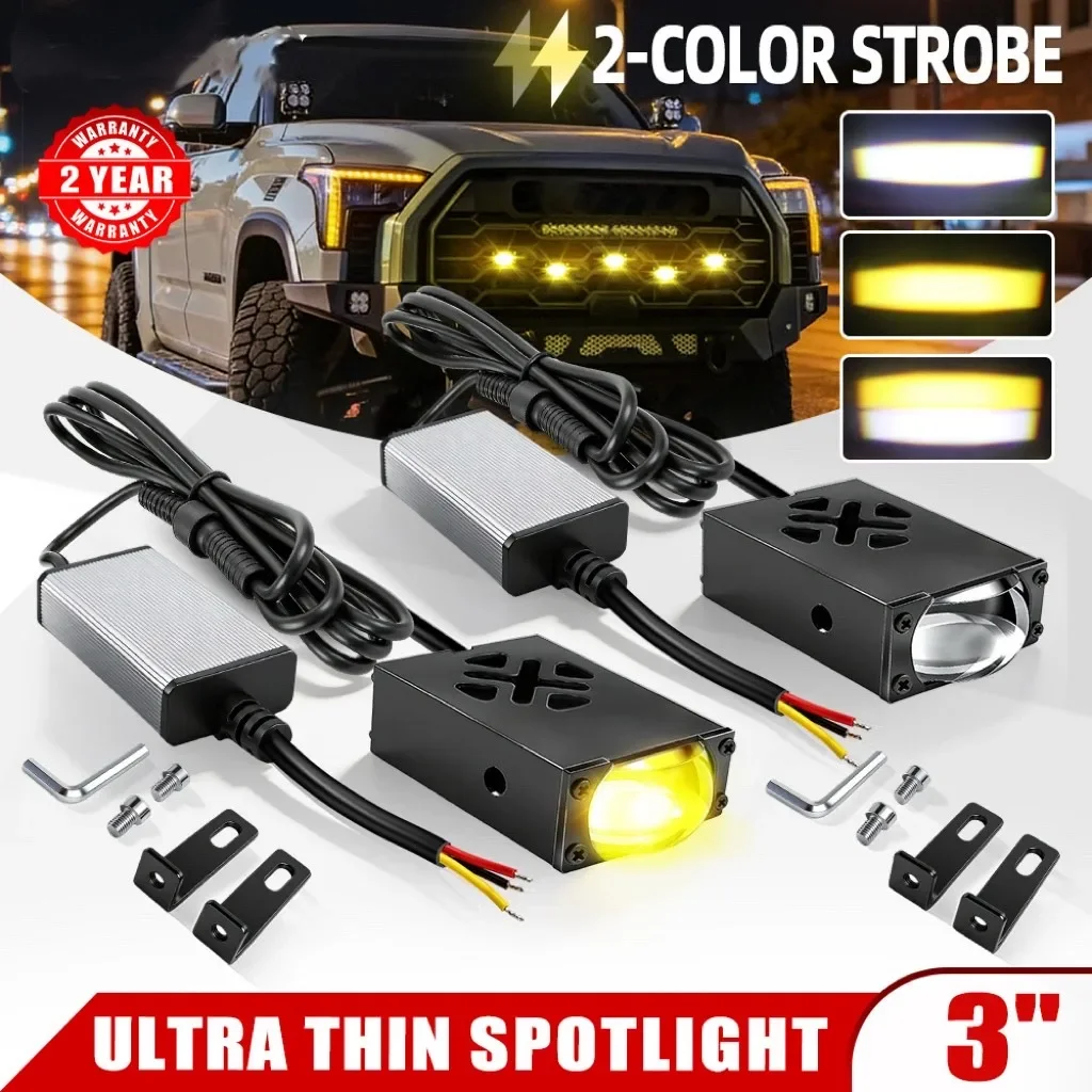 

HAOLIDE 3inch Dual Color Led Work Light for Car Grille with Relay High/Low Beam Clear Cutting Line IP68 Waterproof off-road use