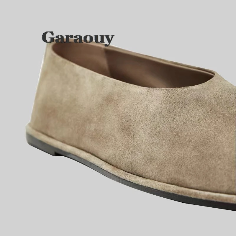 Garaouy 2024 Brand Design Genuine Leather Women Shoes Loafers Cowhide Suede Flat Shoes Women 2024 Casual Solid Slip Shoes Woman