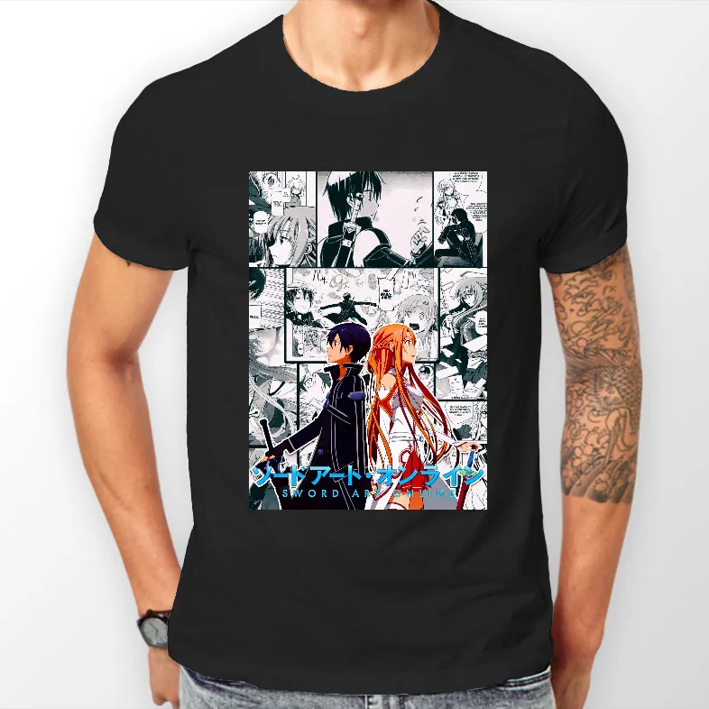 Sword Art Online Kirito Asuna Manga SAO Anime Unisex Tshirt T-Shirt Tee ALL SIZE 100% Cotton Streetwear High Quality