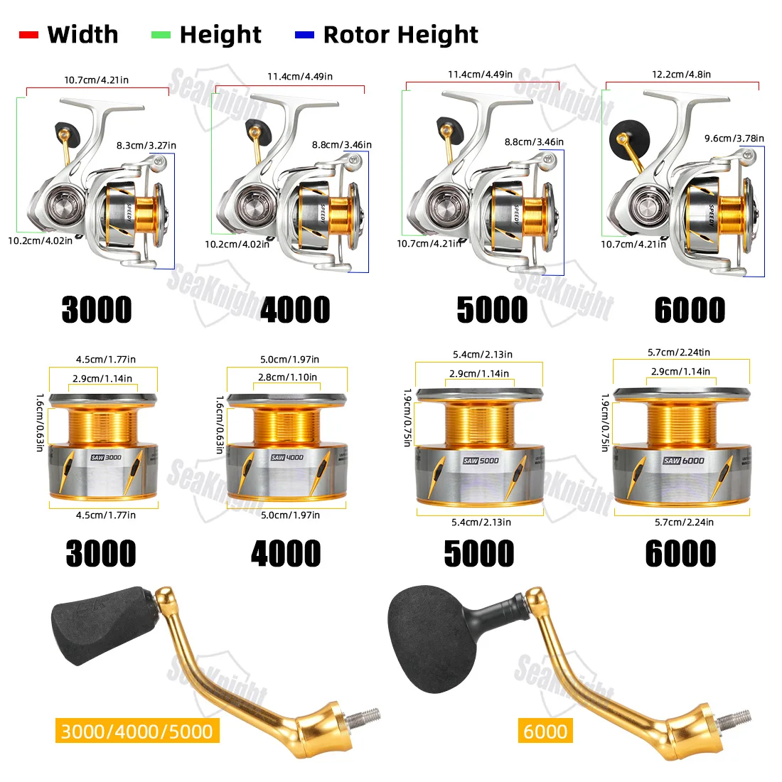 SeaKnight NEW RAPID2X بكرة المياه المالحة بكرة صيد الصخور بكرات الغزل السريع حجم 3000 # -8000 #   6.2:1 عجلة صيد مضادة للتآكل