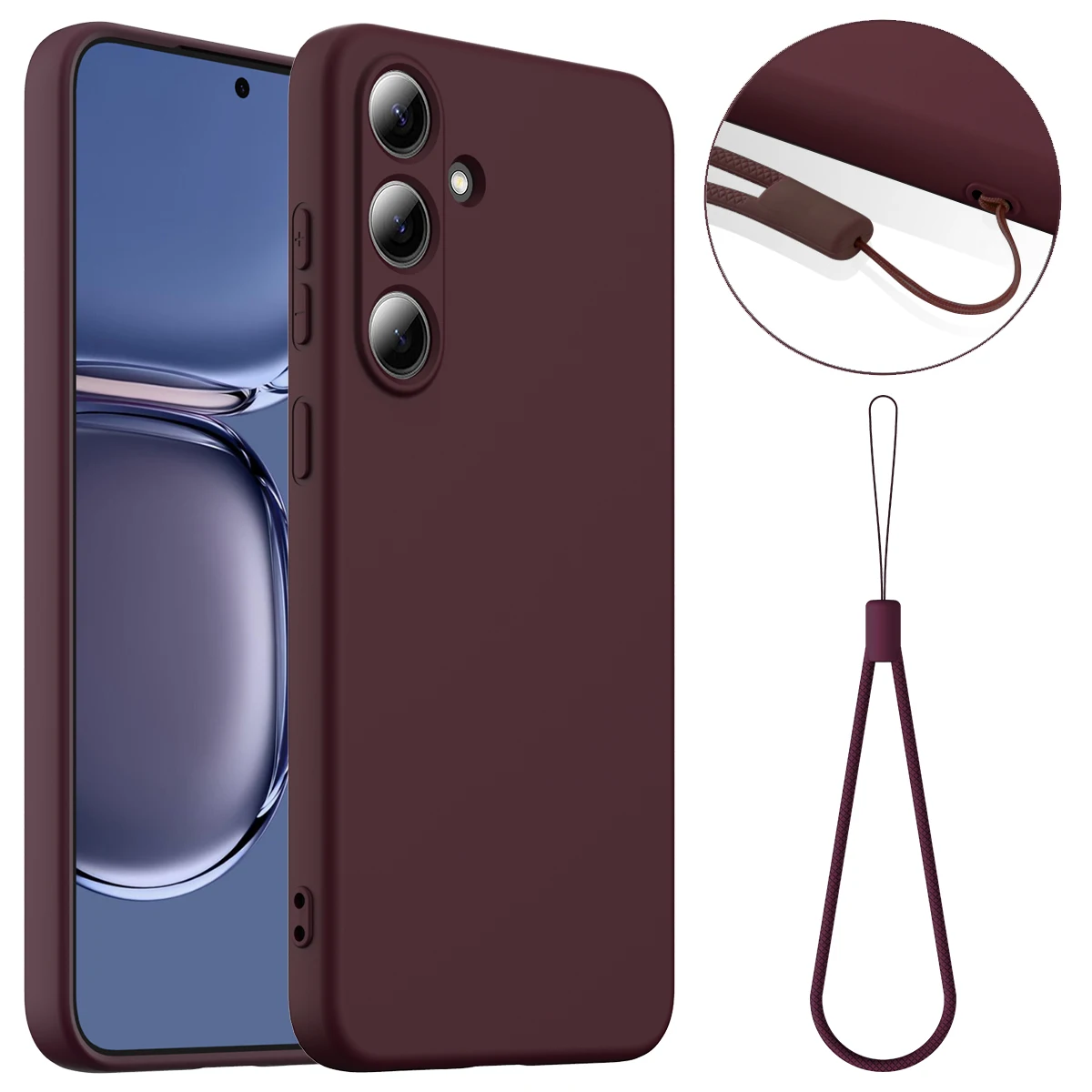 

Wireless Charging Magnetic Soft Silicone Phone Case For Samsung Galaxy S24 FE S25 Ultra, With Lanyard Fleece Magsafe Phone Cover