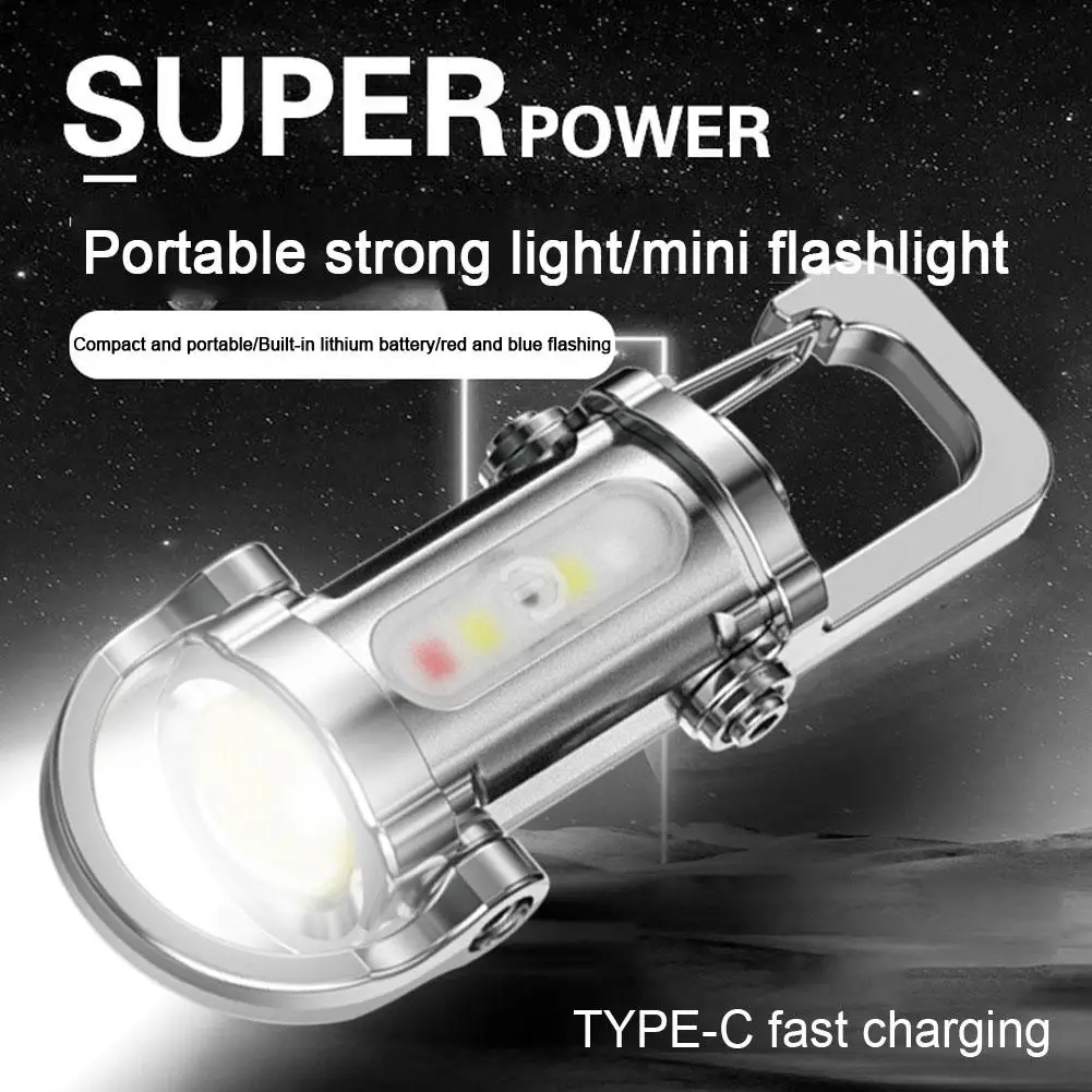 

Mini LED Flashlight Outdoor Portable Strong Light Keychain Light USB Rechargeable Flashlight Long Standby Life For Camping