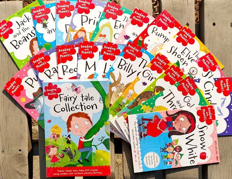 20 كتاب قراءة مع الصوتيات مجموعة الحكايات الخيالية للأطفال الإنجليزية كتاب صور الرداء الأحمر الصغير القصص القصيرة هدية