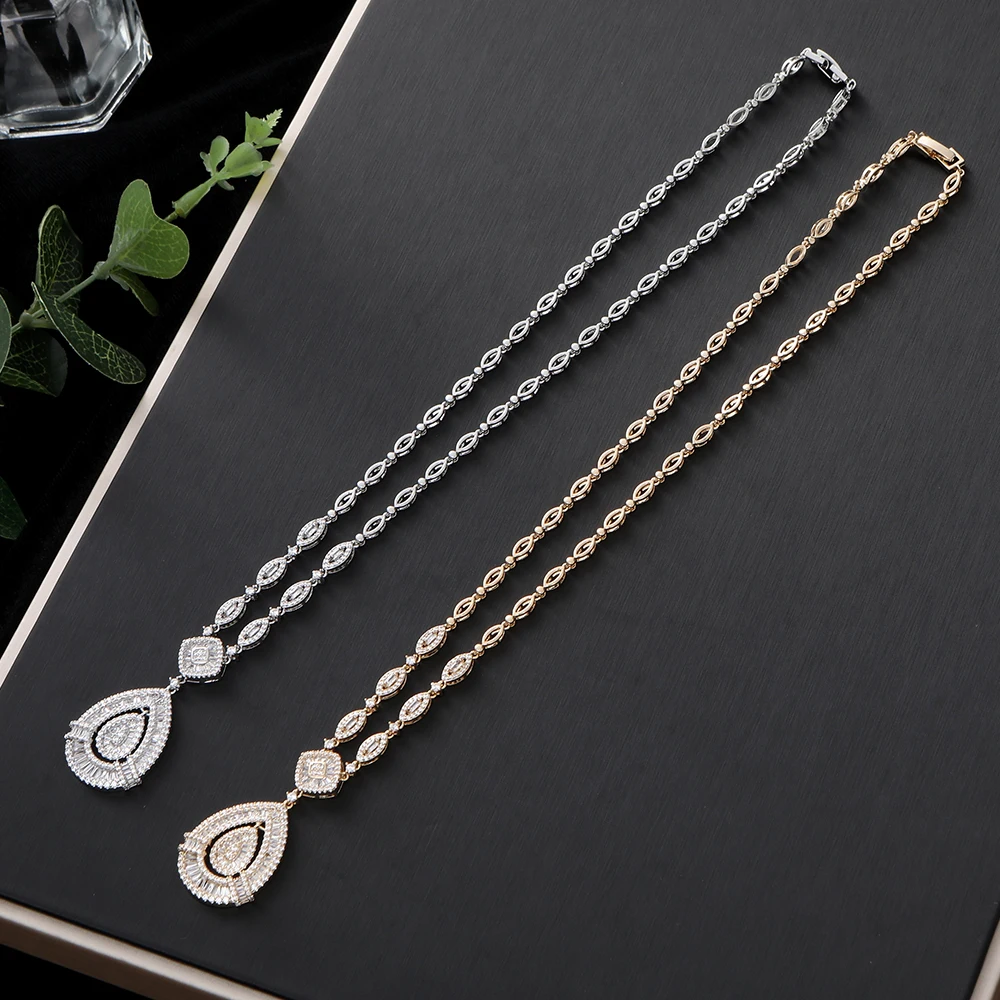 

Роскошное и модное женское колье с каплями воды и цирконием, свадебные украшения, свадебные аксессуары N154