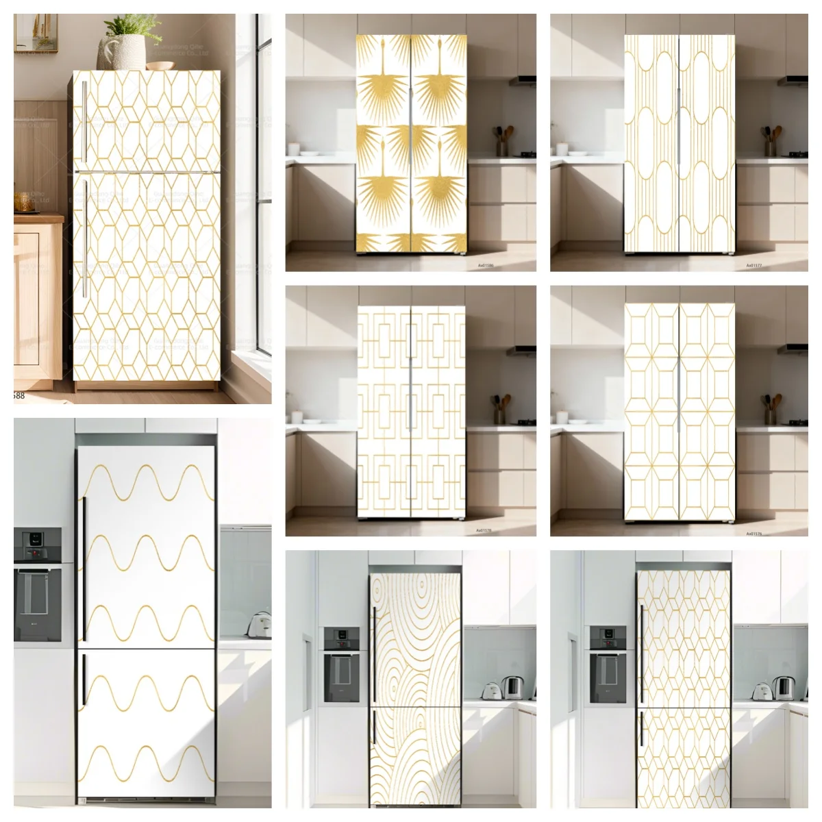 

Art Deco Sunburst Fridge Cover Sticker Removable PVC Refrigerator Door Skin Cabinets Closet Poster Aesthetics Decor