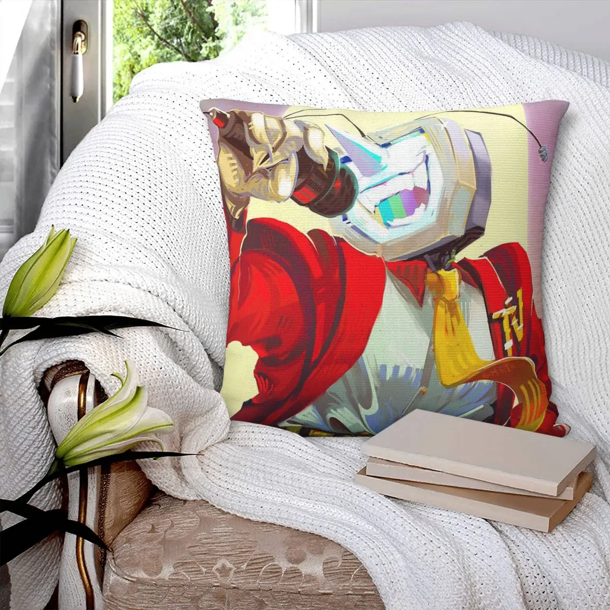 Tenna Deltarune Game Its TV Time Anime Square Pillowcase Cushion Cover Pillow Case Throw Pillow Cover for Home Bedroom Car