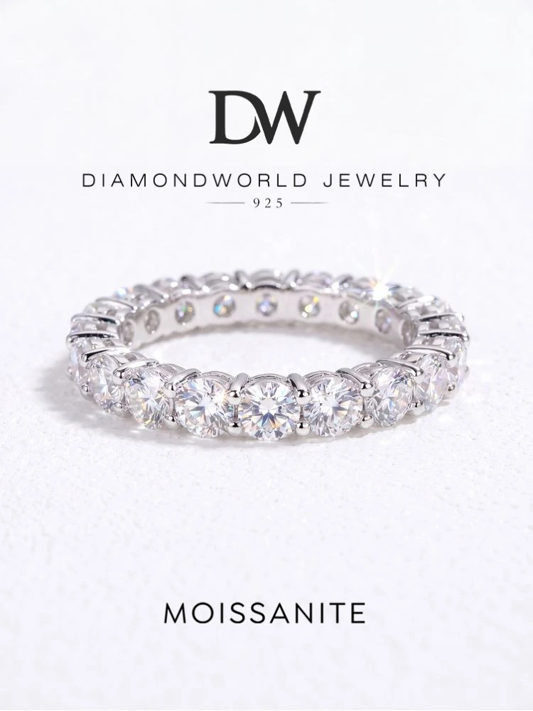 Dw 2,2 ct-7ct d Farbe Moissan ite Diamantringe für Frauen feine Schmuck Sterling Silber Ewigkeit Band Hochzeit Verlobung sring