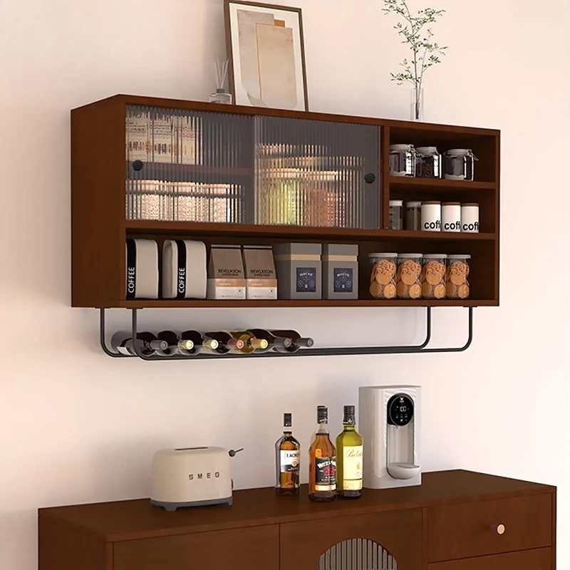 

Household kitchen wall cabinets, solid wood wall bookshelf lockers