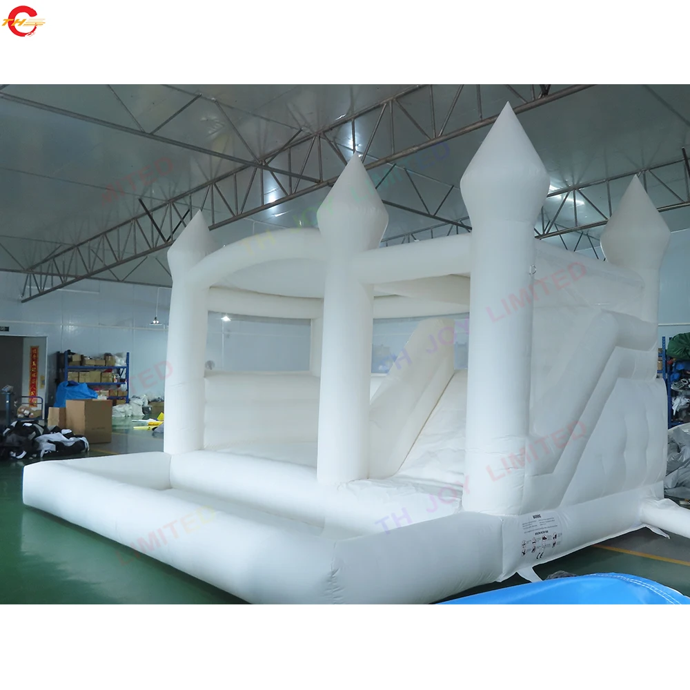 Outdoor Activities 5x4.2m Commercial White Inflatable Wedding Bouncer with Slide and Ball Pool for Sale