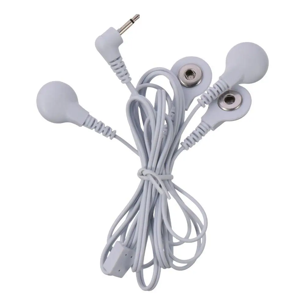 2.5mm Plug to 3.5mm Snap Cable Lead Wires 4 in 1 White Electrode Wires 1.2M/3.94ft 4 Lead Snap Electrode Cable Electric Massager