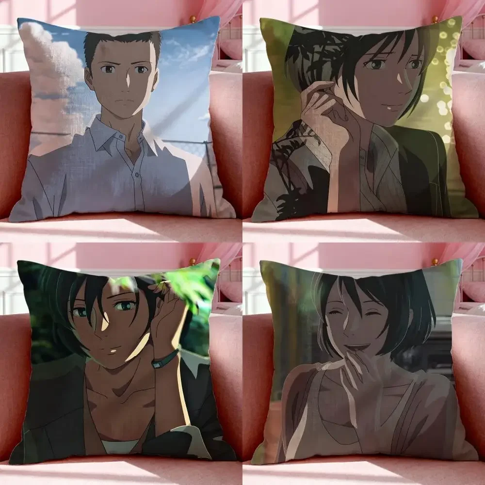 Classic Movie T-The Garden of Words Cushion Cover Short Plush Breathable Pillowcase Odorless Invisible Zipper Washable Removable