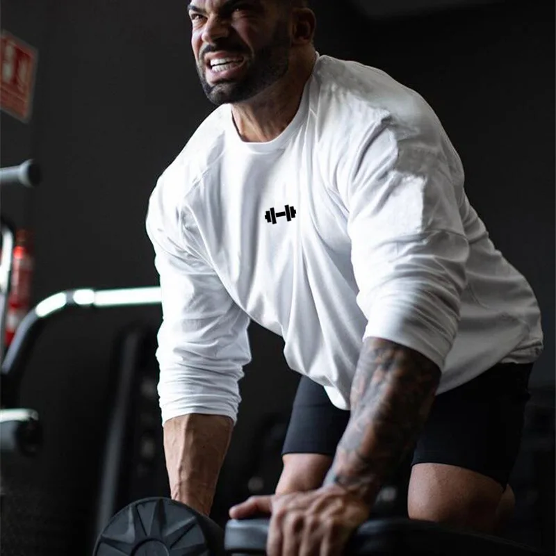 

Loose Long Sve Fitn T-irt Men's Base Layer Sport Training Running Clothes Muscle pe M Autumn Season Breathable C...