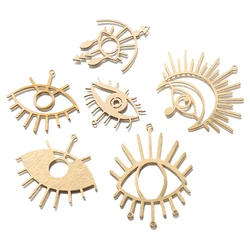 6-10pcs Raw Brass Hollow Demon Exaggerated Eye Charms Turkish Eye Pendant For DIY Earrings Necklace Jewelry Making Accessories