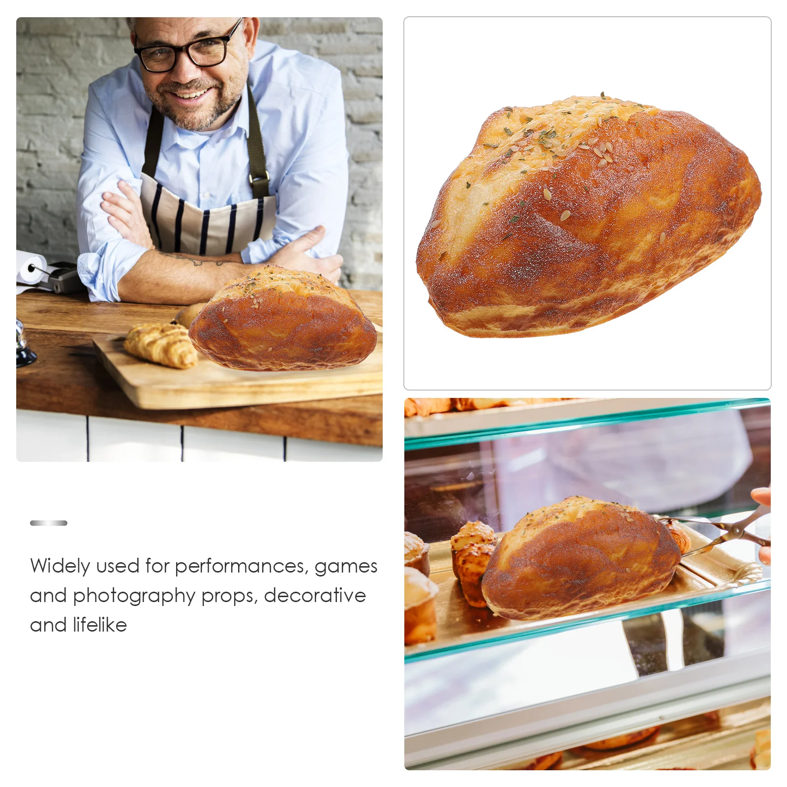 

Coconut Bread Packaging Accessories Fake Breads Artificial Loaf Props Simulation Bread Model Display Decor Lifelike PU Material