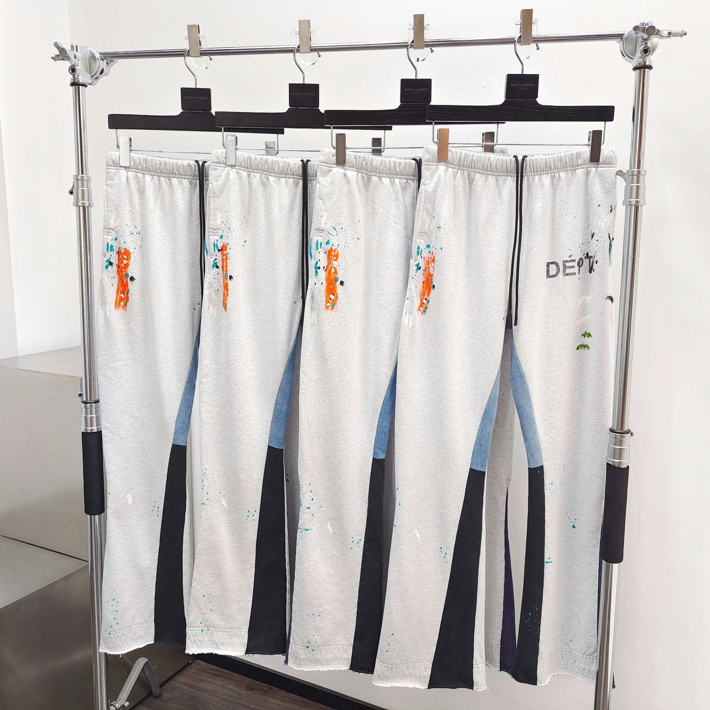 Gallery Dept Bleached Grey Hand Painted Splicing Pants