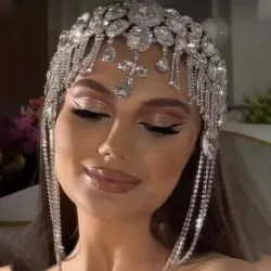 Stonefans Gorgeous Wedding Tassel Headband Women Rhinestone Bridal Hat Bling Headband Hair Accessories Decorative Jewelry Gifts