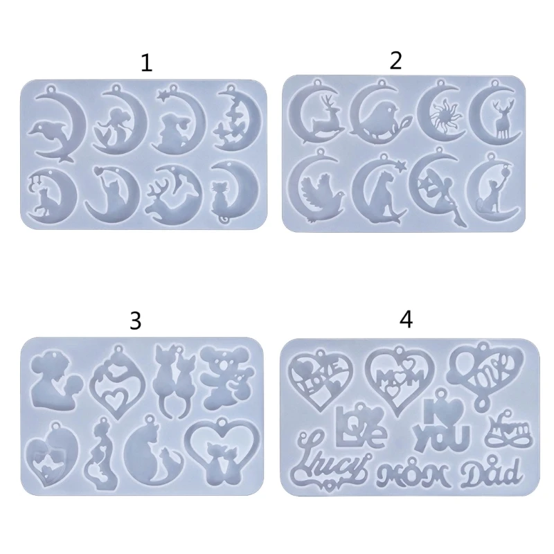 Silicone Mold for DIY Earrings & Ear Drops Moon Love Heart Ear Pendants Drop shipping